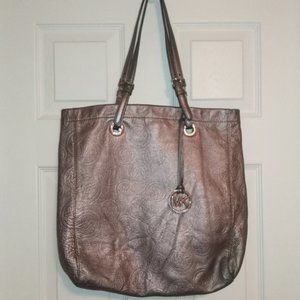 Michael Kors silver/pewter leather tote bag